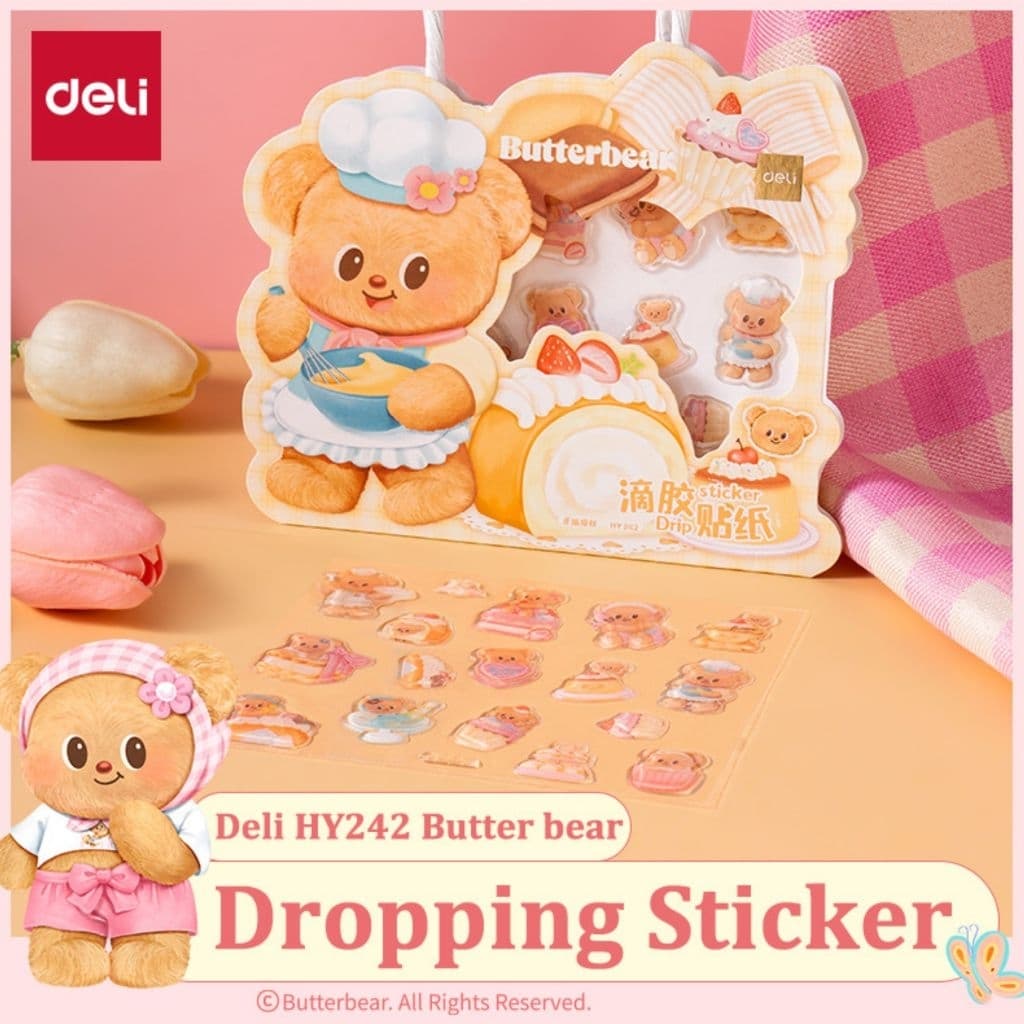 Deli x ButterBear สติ๊กเกอร์ลายหมีเนย HY242 สติ๊กเกอร์ตกแต่ง สติ๊กเกอร์ DIY. (ราคาต่อ 1 แผ่น) - รูปที่ 1