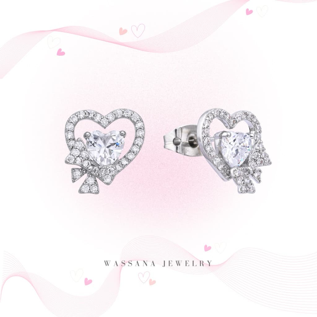 wassana.jewelry ต่างหูรูปหัวใจรุ่น Lovely ties - รูปที่ 1