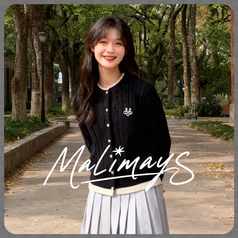 MALIMAYS คาร์ดิแกนไหมพรมขอบทูโทน เสื้อโค้ท [พร้อมส่ง] - รูปที่ 1