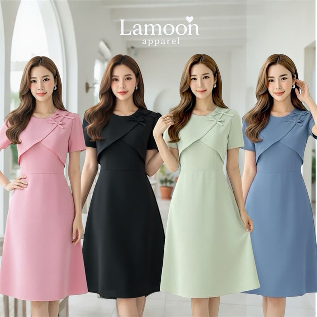 IRIS DRESS เดรสแต่งโบว์มีเลเยอร์ 2 ชั้นทรง A-Line - รูปที่ 1